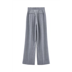 Pantalón palazzo de lana de tiro alto - Gris jaspeado