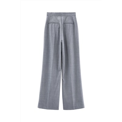 Pantalón palazzo de lana de tiro alto - Gris jaspeado