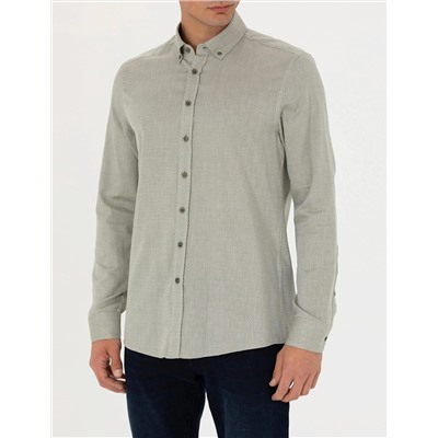 Haki Slim Fit Uzun Kollu Gömlek