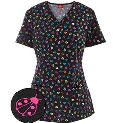 Dickies EDS Scrubs Hello Little Lady Print Top