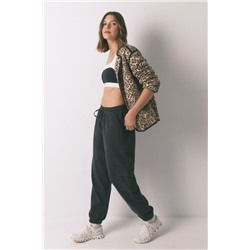 Pantalón largo carrot felpa fina gris