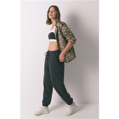 Pantalón largo carrot felpa fina gris