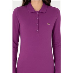 Kadın Menekşe Basic Polo Yaka Sweatshirt