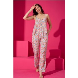 WAYNAP Kadın İp Askılı Düğmeli Pijama Takımı Desenli Tampap 7401 4175282162