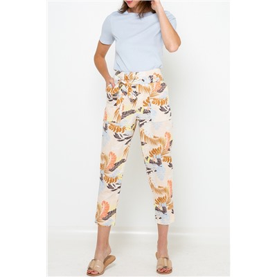 Pantalón pirata de lino Amarillo y rosa