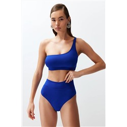 TRENDYOLMİLLA Saks Tek Omuz Yüksek Bel Regular Bikini Takımı TBESS24BT00126
