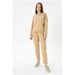 Kadın Kum Bisiklet Yaka Sweatshirt