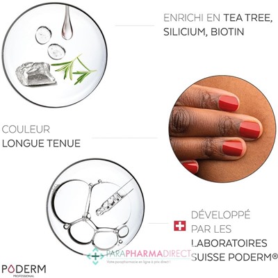 Poderm Vernis Tea Tree Color Care Rouge Puissant n°363 8ml