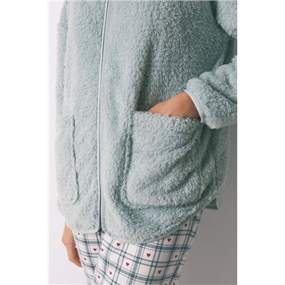 Bata corta tejido pelo verde lurex