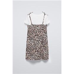 ANIMAL PRINT DRESS WITH COMBINED T-SHIRT