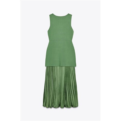 PLEATED KNIT COMBINATION DRESS