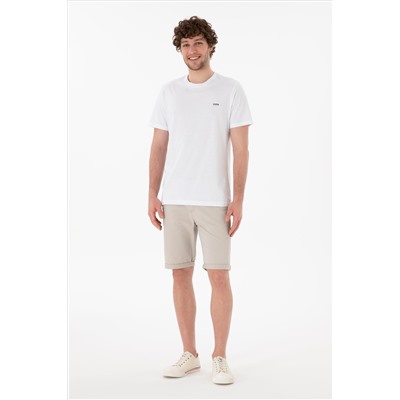 Erkek Regular Fit Bisiklet Yaka Beyaz Basic Tişört