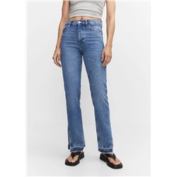 Jeans rectos tiro alto aberturas -  Mujer | MANGO OUTLET España