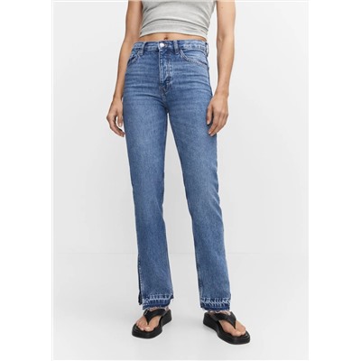 Jeans rectos tiro alto aberturas -  Mujer | MANGO OUTLET España