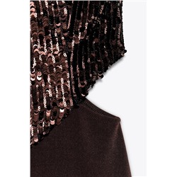 CONTRAST SEQUIN CUT-OUT DRESS