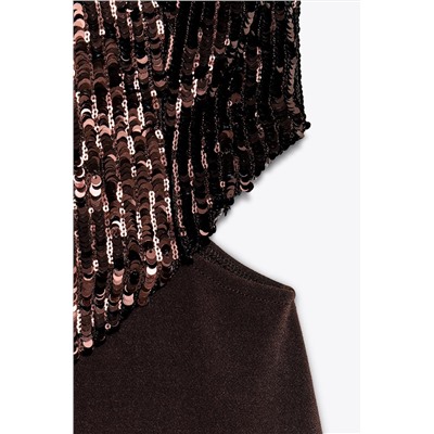 CONTRAST SEQUIN CUT-OUT DRESS