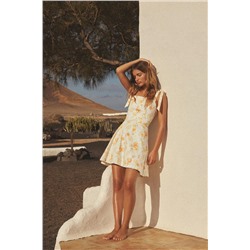 FLORAL POPLIN DRESS WITH BOWS