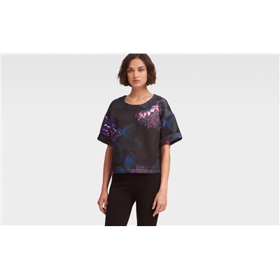 EVENING MUMS FLORAL-PRINT CROP TOP