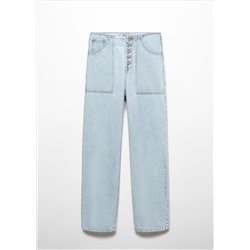 Jeans rectos crop botones