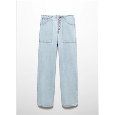 Jeans rectos crop botones