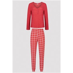 Penti Cozy Time Uzun Kollu Kırmızı Pijama Takımı PNRMMNQK23SK-RD24