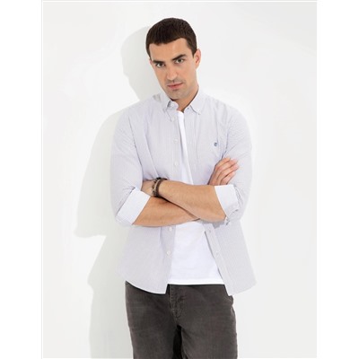 Lacivert Slim Fit Uzun Kollu Gömlek