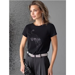 Нарядная футболка с принтом из премиального хлопка с эластаном