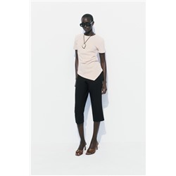 GATHERED T-SHIRT WITH ASYMMETRIC HEM