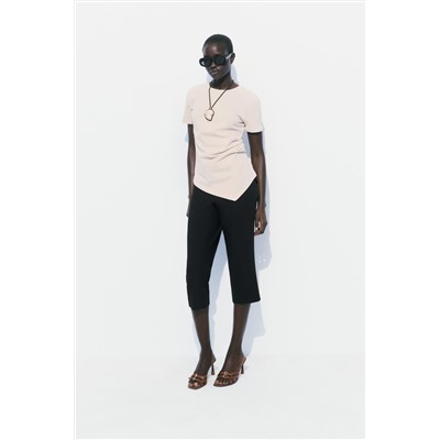 GATHERED T-SHIRT WITH ASYMMETRIC HEM