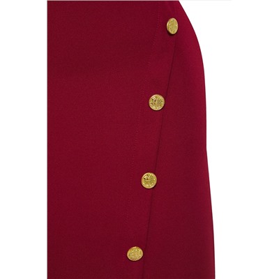 Bordo Vatkalı Mini Kolsuz Dokuma Büyük Beden Elbise TBBSS25AH00202