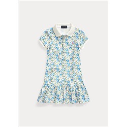 Girls 2-6x Floral Stretch Mesh Polo Dress