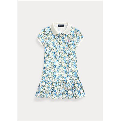 Girls 2-6x Floral Stretch Mesh Polo Dress