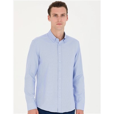Açık Mavi Slim Fit Uzun Kollu Gömlek