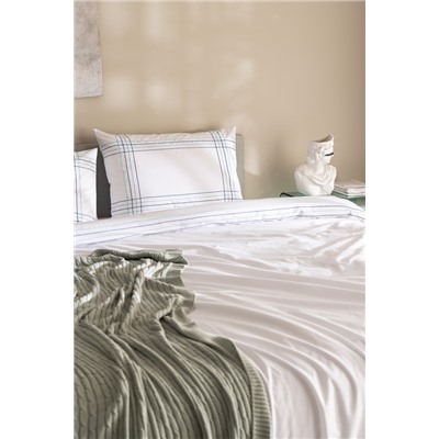 Holly King Size %100 Pamuk Nevresim Takımı - Beyaz/Turkuaz