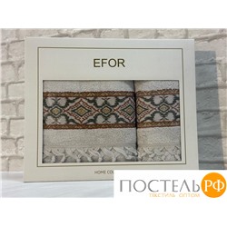 T1141/SM02 Набро полотенец EFOR из 2-х предметов (50*90.70*140) модель орнамент (бежевый) BEJ