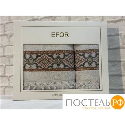 T1141/SM02 Набро полотенец EFOR из 2-х предметов (50*90.70*140) модель орнамент (бежевый) BEJ