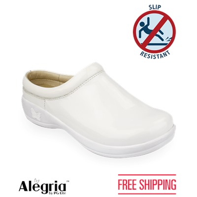 Alegria White Patent Kayla Clog