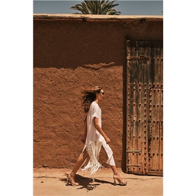 FRINGED LINEN DRESS