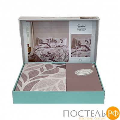 Постельное белье "Карвен" ранфорс евро (4 пр) Lapis Beige v-1