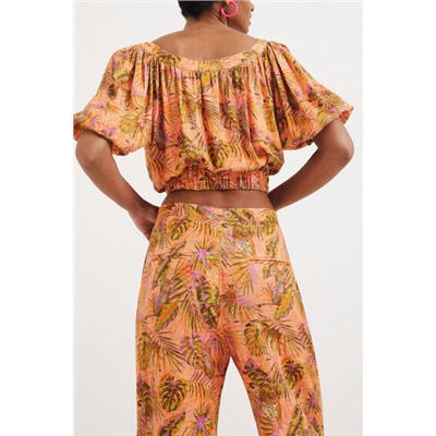 Blusa cropped tropical