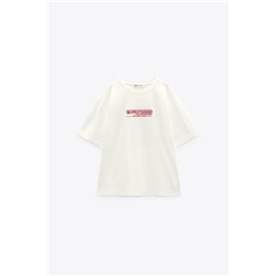 T-SHIRT WITH EMBROIDERED SLOGAN