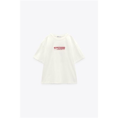 T-SHIRT WITH EMBROIDERED SLOGAN
