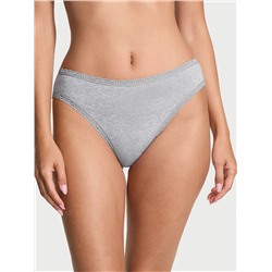 Lace-Trim Cotton High-Leg Brief Panty