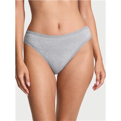 Lace-Trim Cotton High-Leg Brief Panty