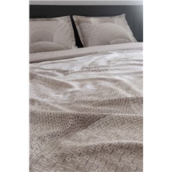 Rochelle King Size %100 Pamuk Baskılı Saten Nevresim Takımı - Bej