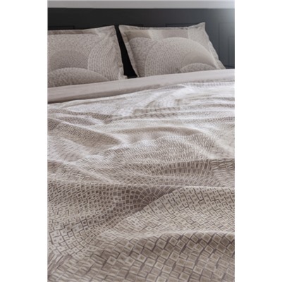 Rochelle King Size %100 Pamuk Baskılı Saten Nevresim Takımı - Bej