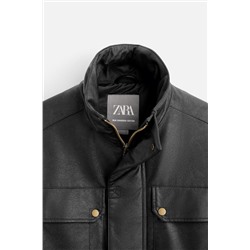 PARKA EFECTO PIEL BOLSILLOS