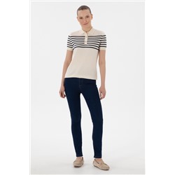 Kadın Koyu Mavi Toothpick Fit Jean Pantolon