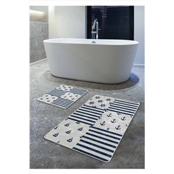 Pilloveland Kaymaz Taban Yıkanabilir 2’li Banyo Paspası - Bosphorus Desenli 60*100 Cm - 50*60 Cm BM0198