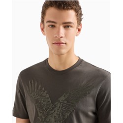 REGULAR FIT T-SHIRT WITH EAGLE EMBROIDERY IN ASV JERSEY